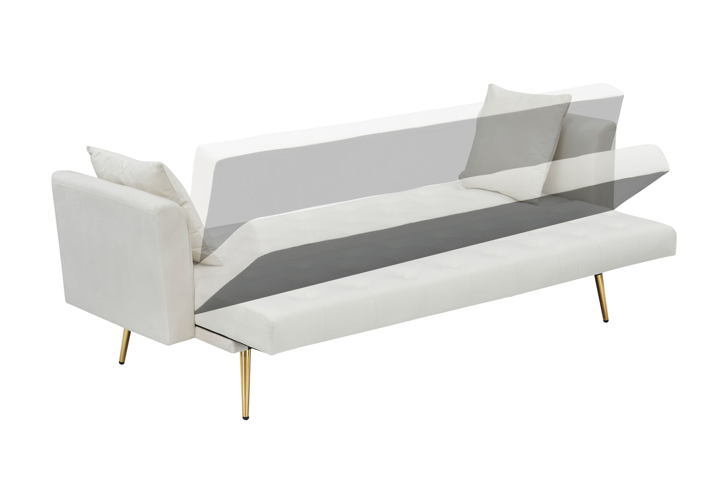 71 inch convertible love seat sofa, American retro beige velvet, suitable for small living room, bedroom, office image 12