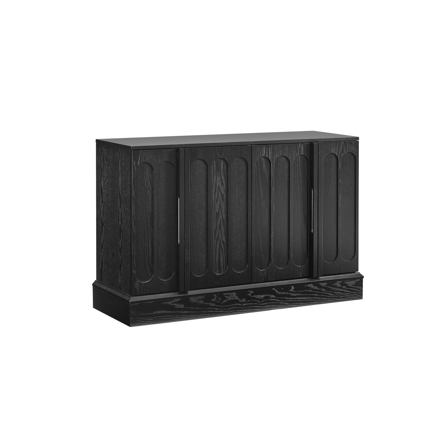 Mid Century Modern Fluted Sideboard Cabinet with Adjustable Shelves & Sturdy Base, Buffet Cabinet with Storage, Storage Cabinet for Living Room Entryway Hallway Dining Room Kitchen, Black image 12