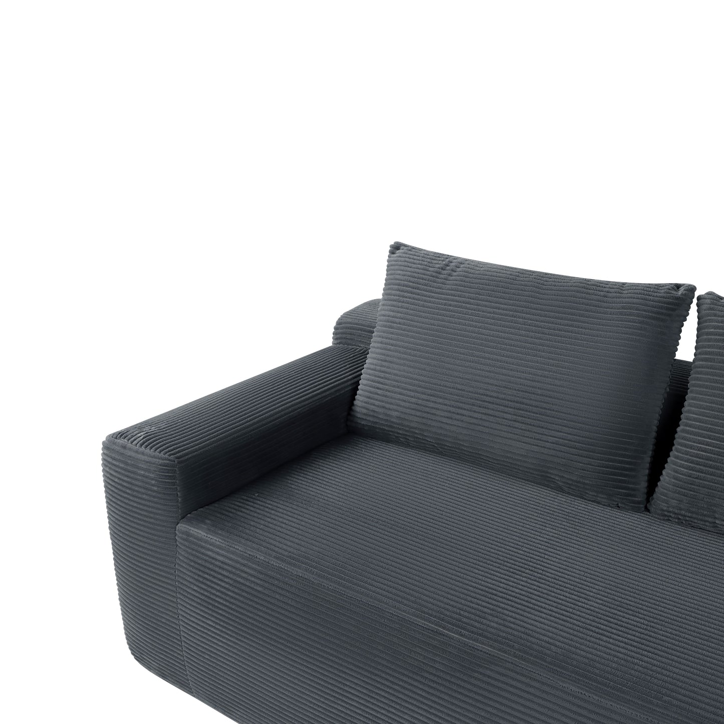 New2 96.9"Compressible doubleCloud Sectional Couch with L-Shape Chaise,Modern Modular Sofa with Deep Seat,Upholstered Couches for Living Room Bedroom,No Assembly Required, Corduroy Fabric,Grey Right image 12