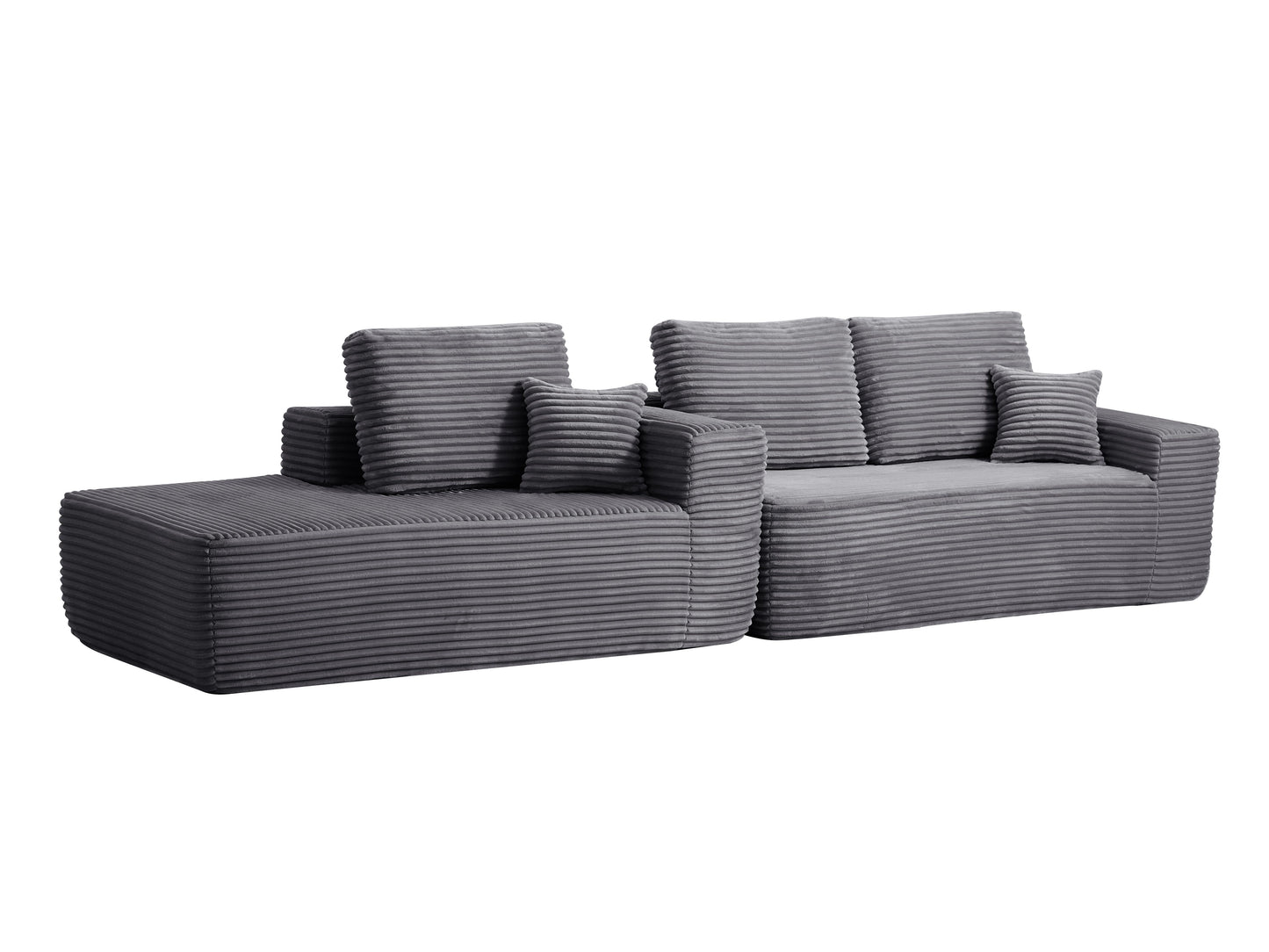 104" Cloud Sectional Sofa with L-Shape Chaise and Side Pockets, Modern Modular Design, Deep Seating, Upholstered Couch for Living Room/Bedroom, No Assembly Required (Plush Fabric), Grey, Left-facing image 11