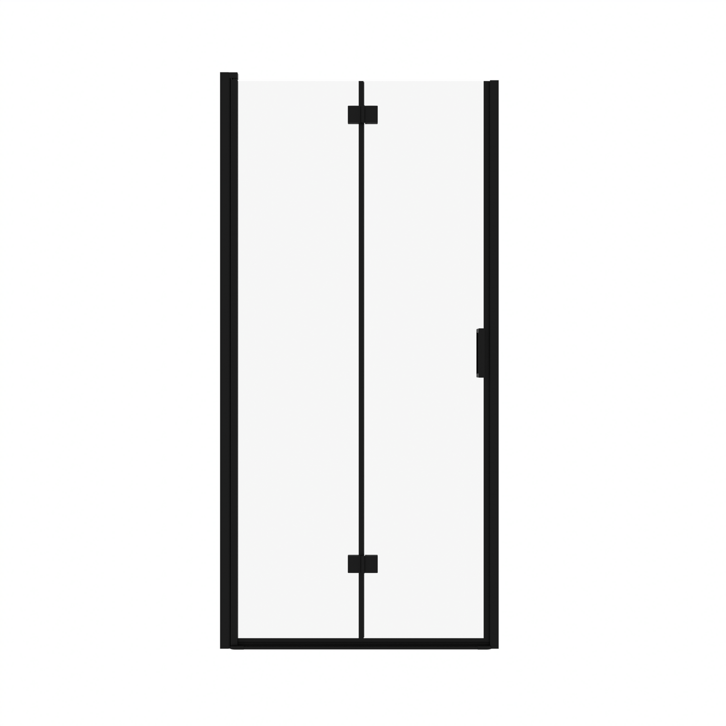 Semi-Frameless Folding Pivot Hinged Shower Door 34-35.2 in. W x 72 in. H,1/4" (6mm) Tempered Glass,Bathroom Bifold Panel, Reversible Installation,Matte Black image 7