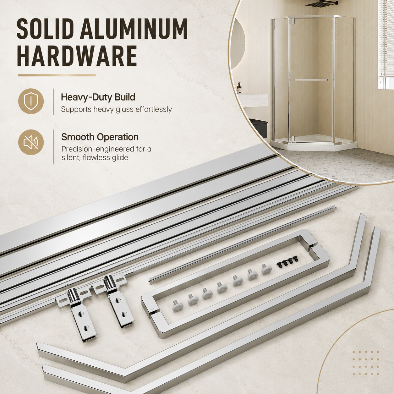 36" W x 72" H Neo-Angle Corner Shower Door, 1/4" (6mm) Clear Tempered Glass with Safety Film and Nano Coating, Framed Pivot Design, Chrome image 9