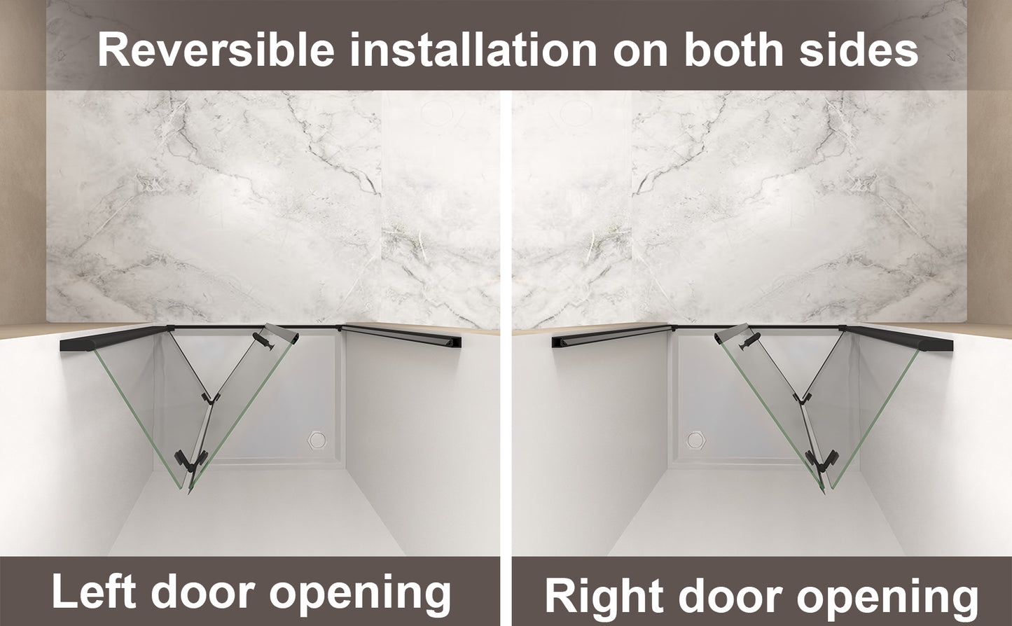 29-28"x 72" Bifold Shower Door, 1/4"(6mm) Tempered Glass, Matte Black Aluminum Frame, Explosion Proof Film image 12