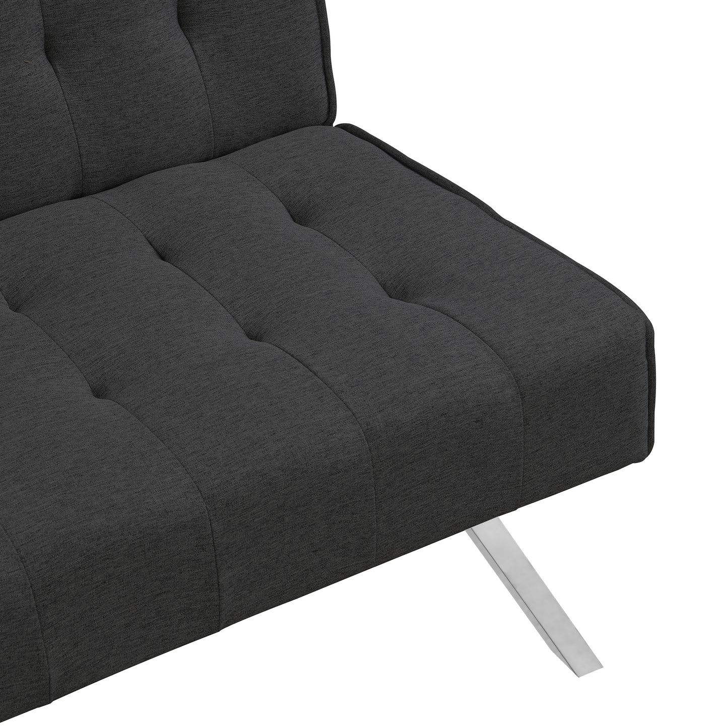 WOOD FRAME, STAINLESS LEG, FUTON, SOFA BED BLACK image 12