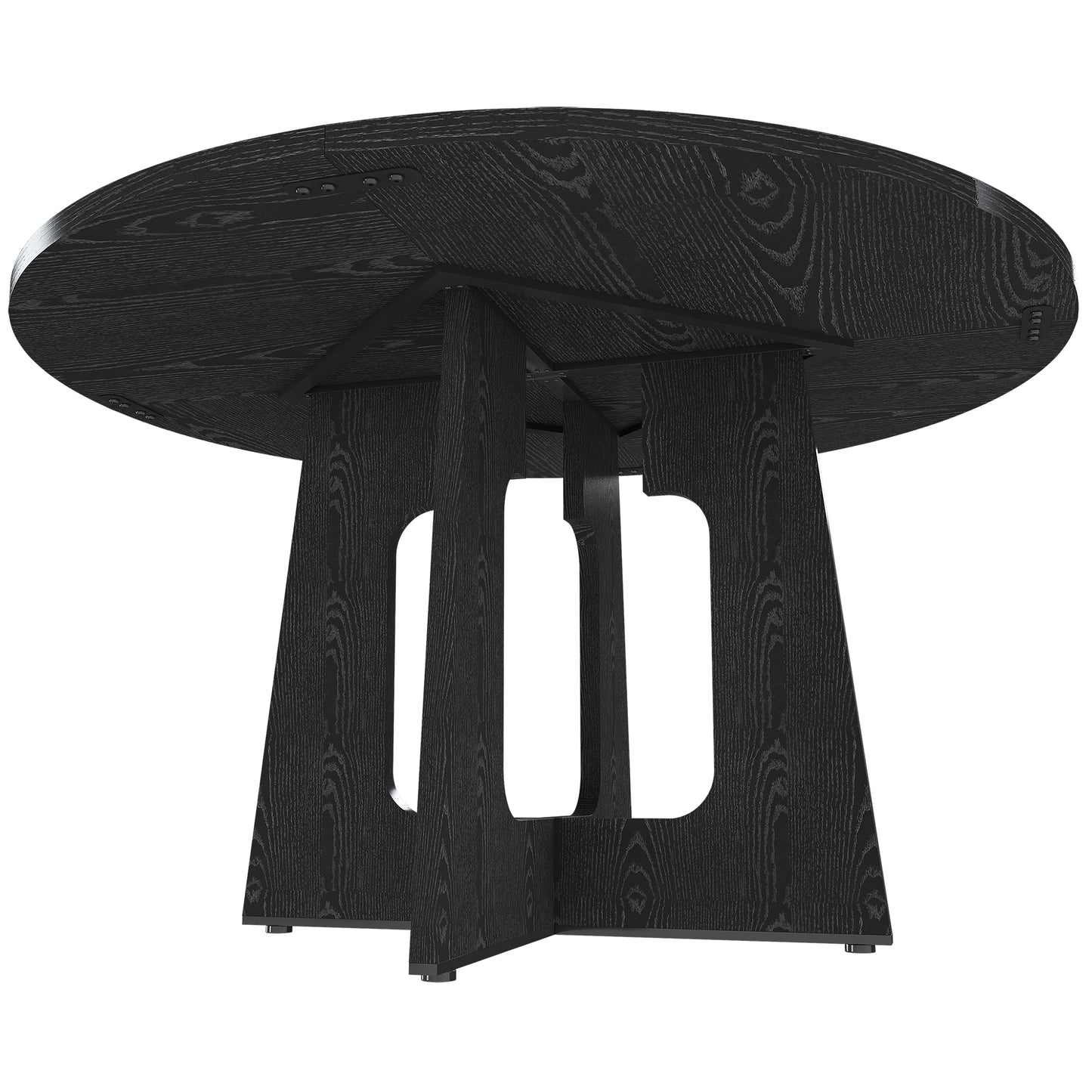 Spiced Round Dining Table for 4 - 47 Inch Farmhouse Kitchen Table, MDF Circle Table with Wood Grain Finish, 300lb Weight Capacity, Easy Assembly for Dining Room, Kitchen, Living Room -Black image 12