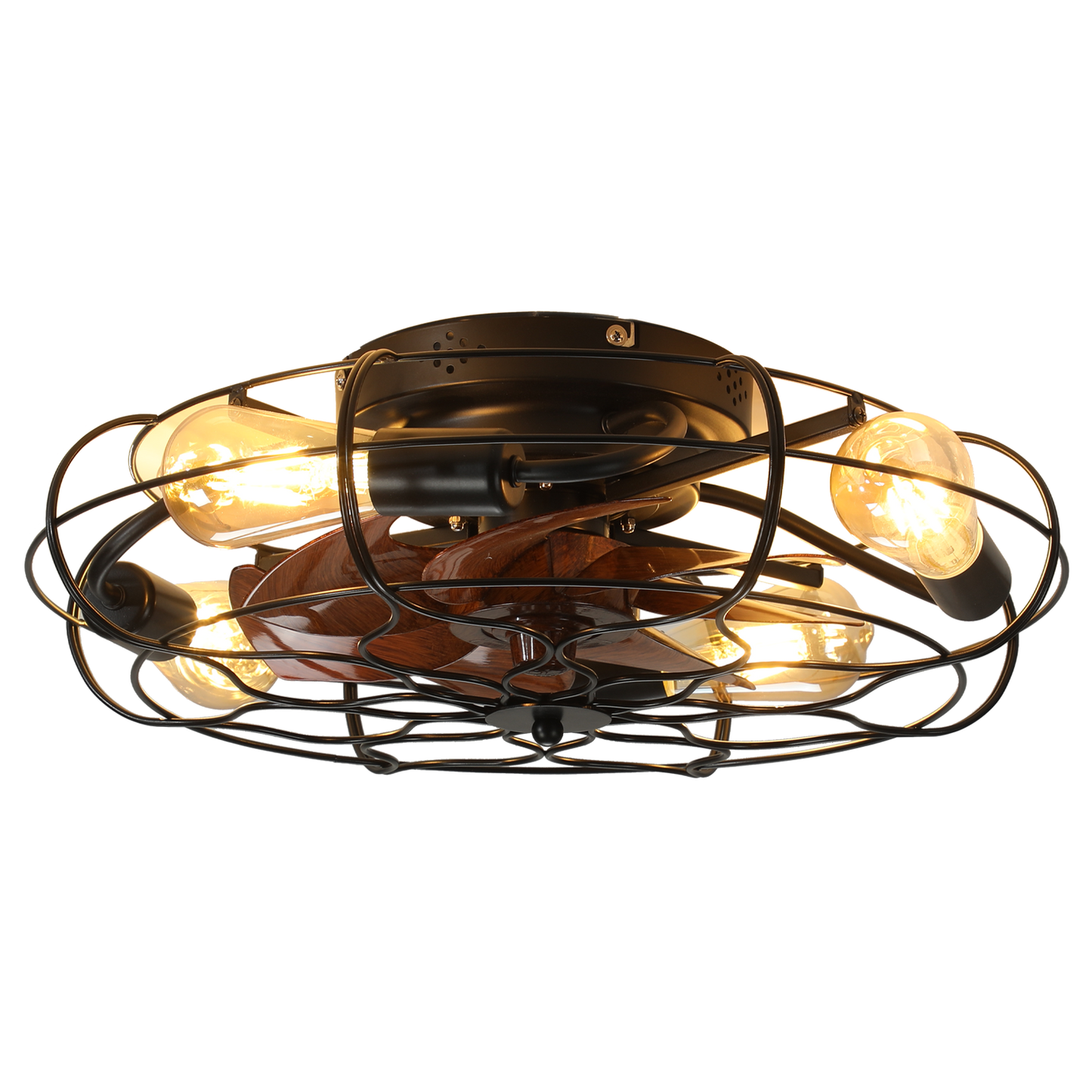 19.7" Industrial Caged Ceiling Fan with Light, 6-Speed Reversible DC Motor, E26 Bulb Base, Remote Control, Timer, Low Noise <30dB, Farmhouse/Industrial Decor for Bedroom/Living Room Kitchen image 9