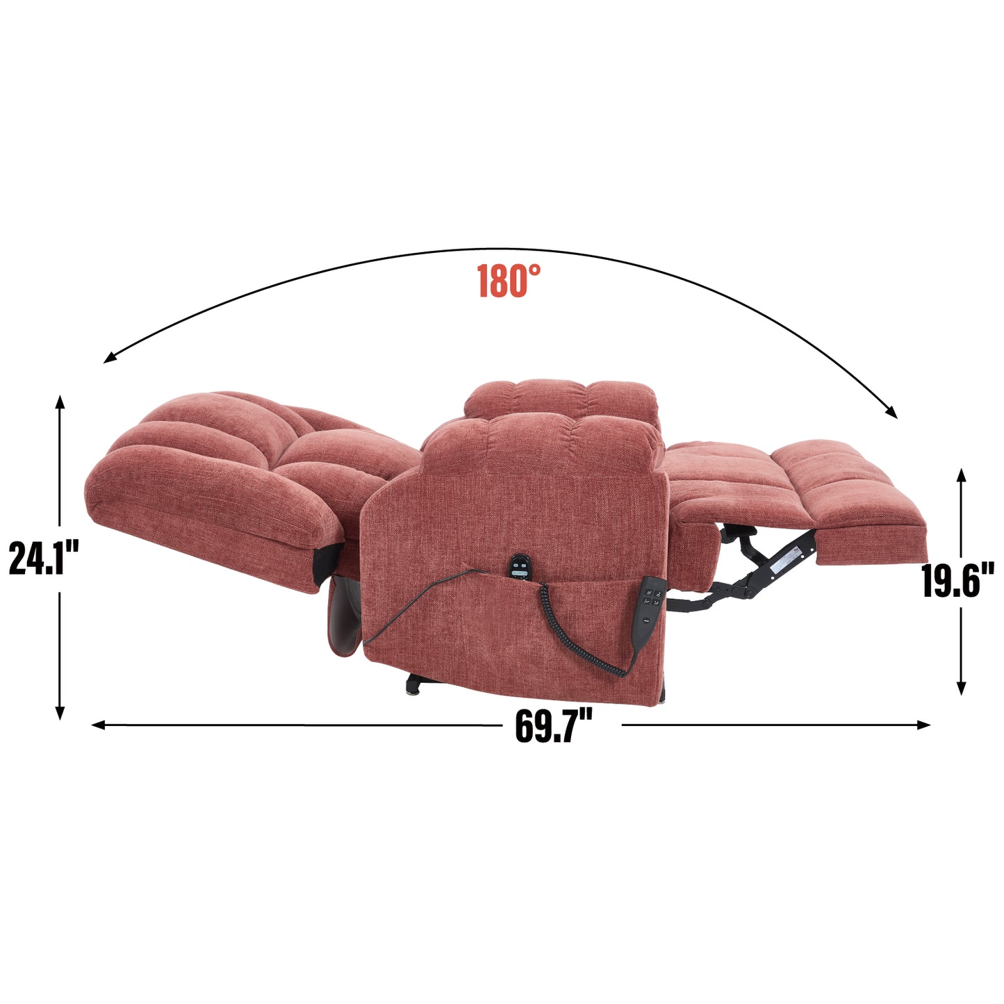 Dual Motor Heat Massage Infinite Position Up to 350 LBS Electric Power Lift Recliners with Power-Remote, Medium-firm and Heavy Duty, Red image 12