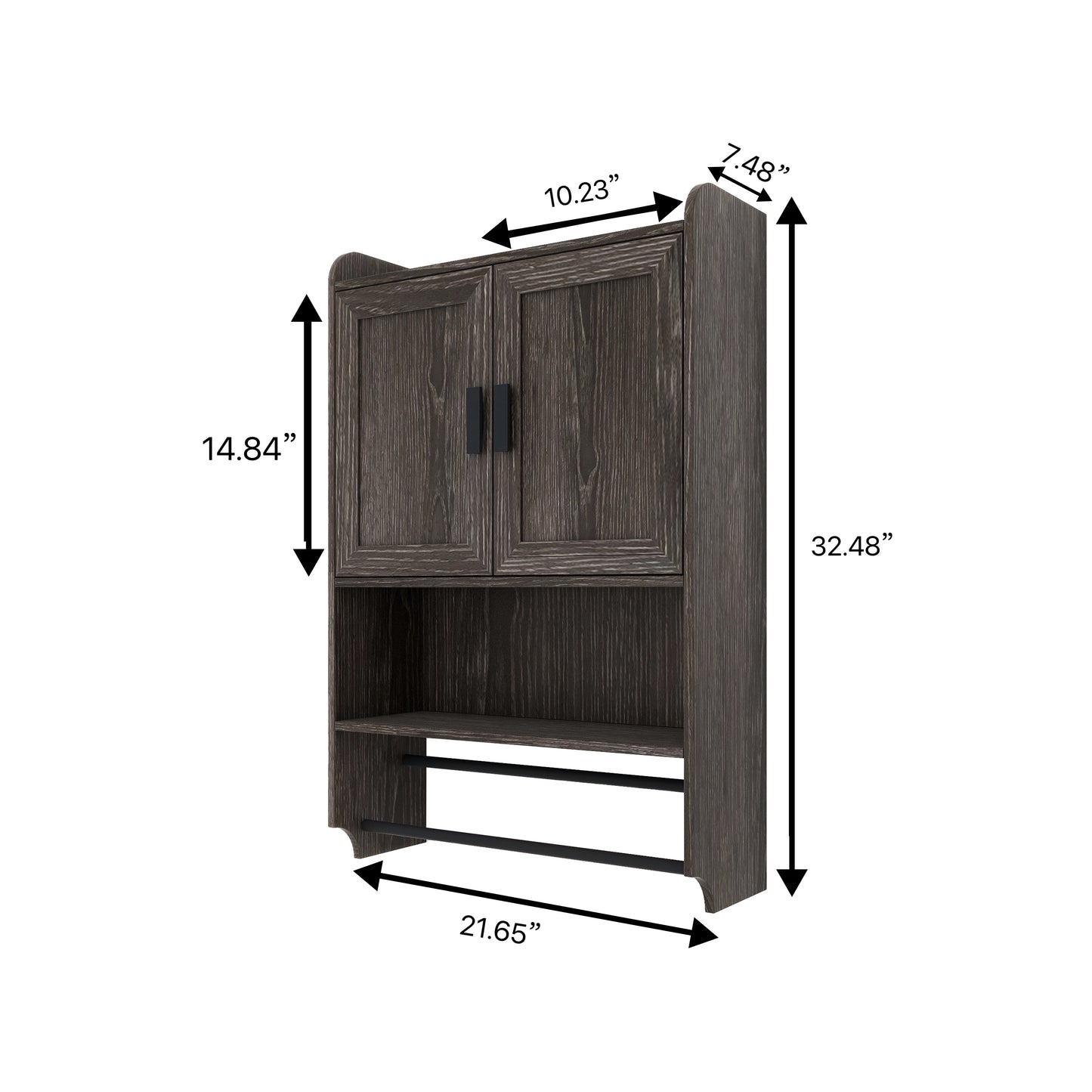 Bathroom Wall Cabinet with Doors,Adjustable Shelf,Towel Bar and Paper Holder, Over The Toilet Storage Cabinet, Medicine Cabinet for Bathroom-Grey image 8