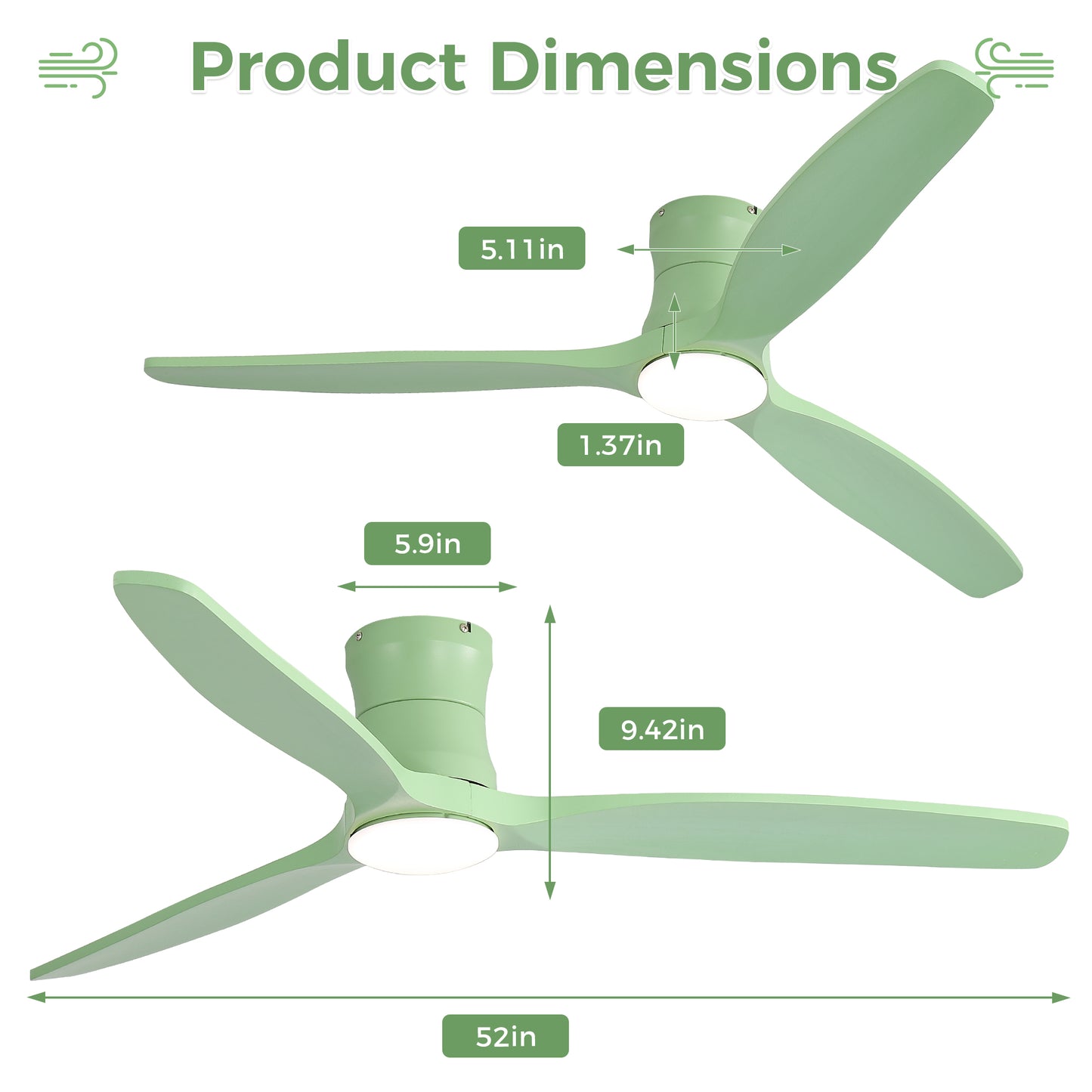 52-inch ceiling fan with light, solid wood blades, Dimmable Light with Memory Function, DC motor, Quiet operation image 8