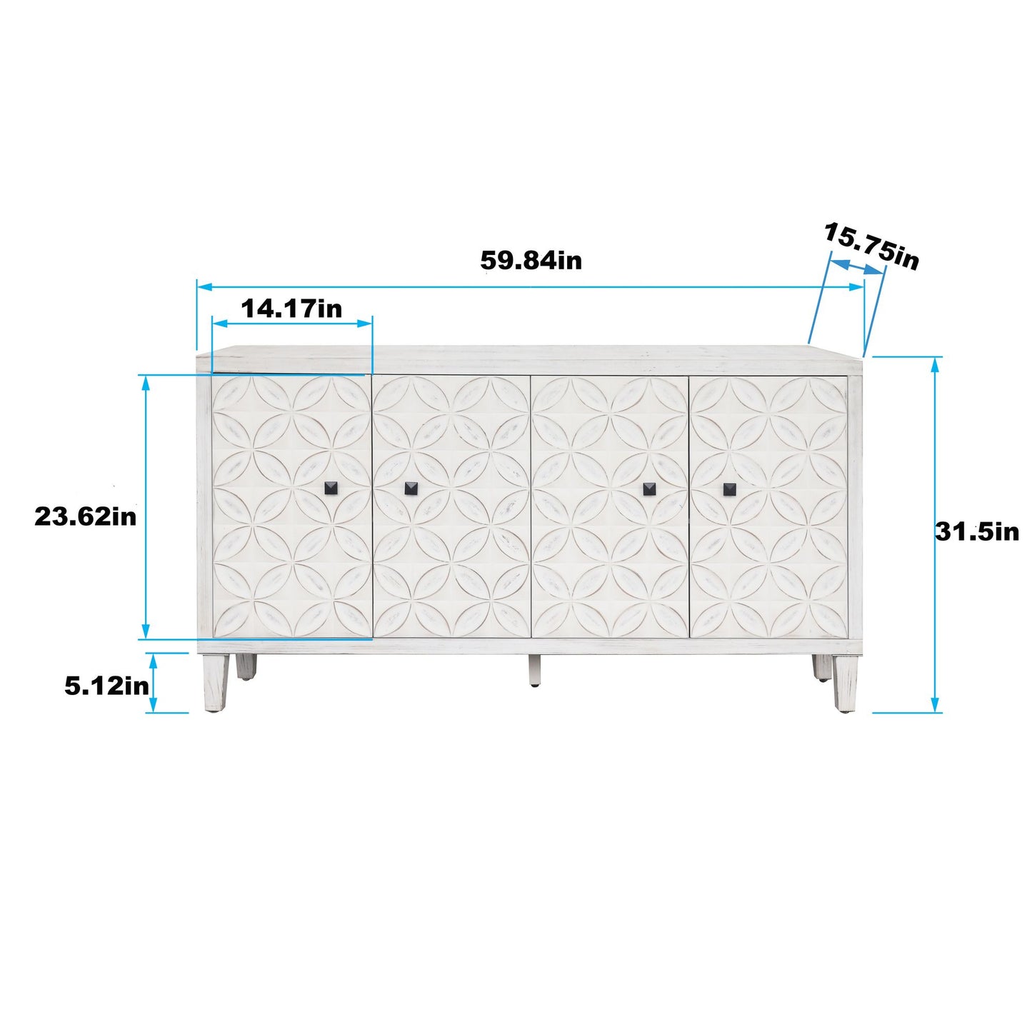 Accent Cabinet 4 Door Wooden Cabinet Sideboard Buffet Server Cabinet Storage Cabinet, for Living Room, Entryway, Hallway image 11