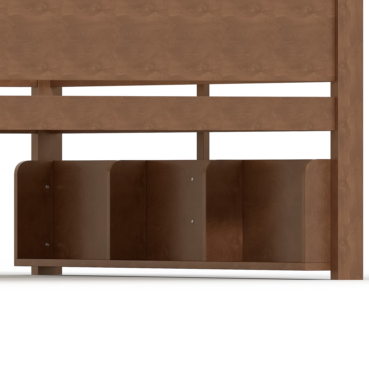 Queen over Queen Bunk Bed with Convenient Tray, Solid Wood Bunk Bed with Storage Shelves and Upgraded Slats,Vintage Brown image 12