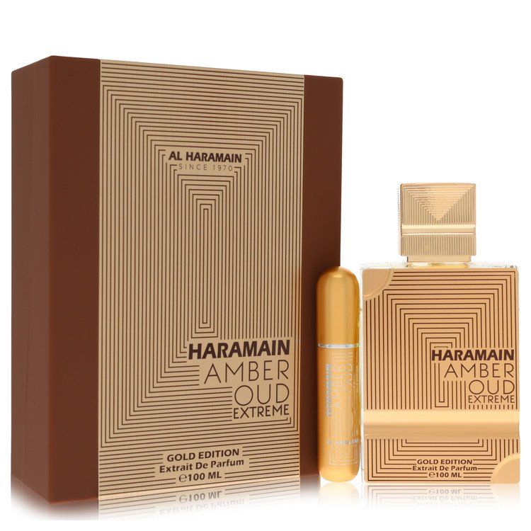 Al Haramain Amber Oud Gold Edition Extreme by Al Haramain Gift Set - 3.4 Pure Perfume Spray + 0.34 oz Refillable Spray image 1