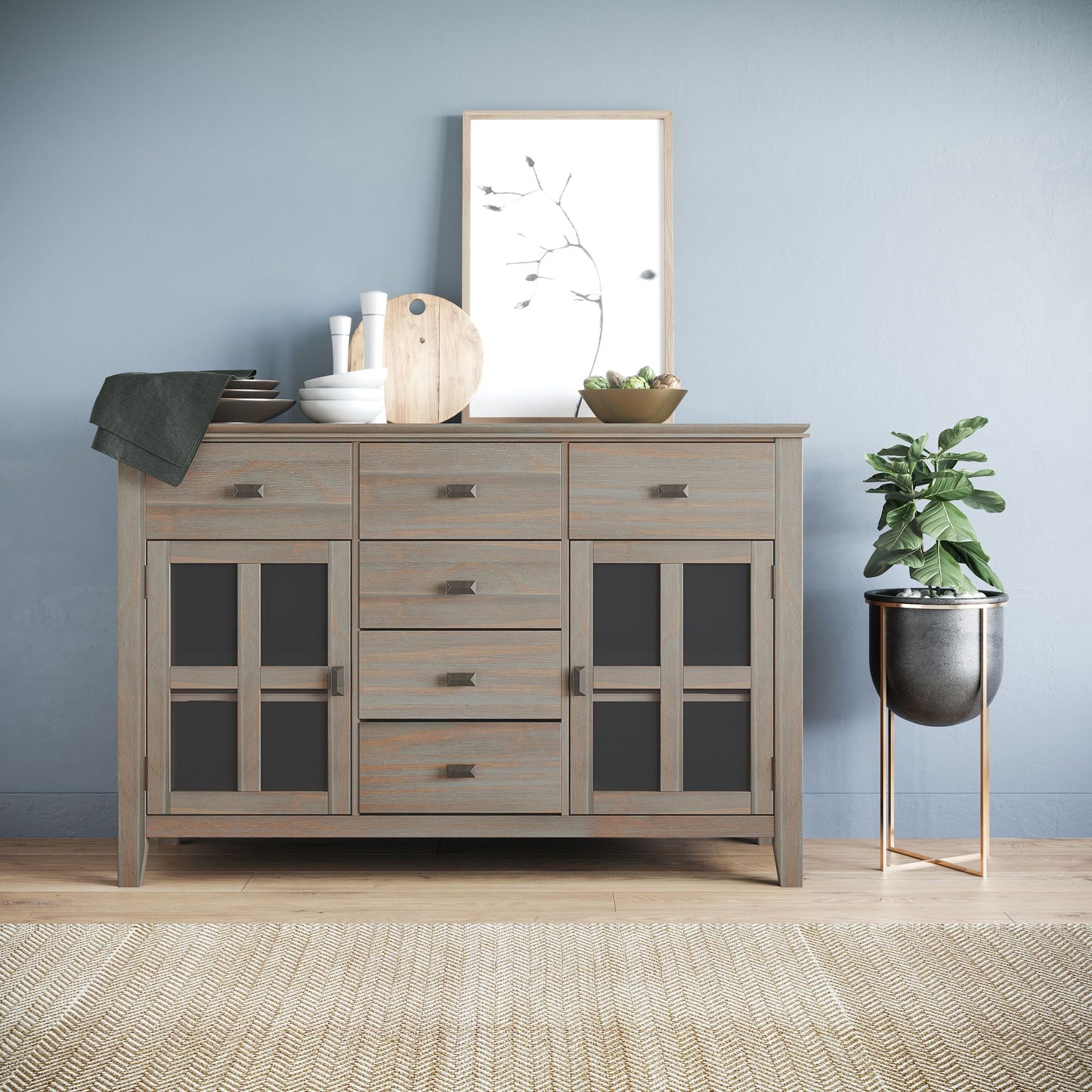 Artisan Solid Wood Sideboard Buffet in Distressed Grey image 7