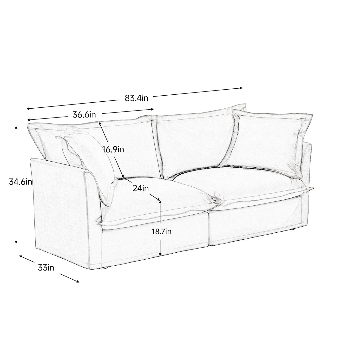 Modern Slipcovered 2-Seat Sofa Couches for Living Room, 2 Seater Sofa, Plain Chenille Deep Seat Sofa with Upholstered Cushion&Detachable Cover, Comfy Sofa Couch for Small Space, Apartment, Green image 12