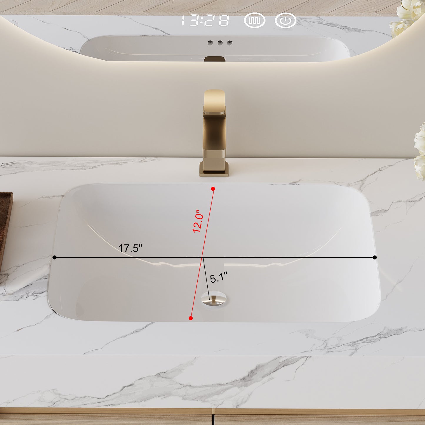 35.4" Modern Bathroom Vanity with Undermount Sink, Sintered Stone Top, Waterproof Multi-layer Solid Wood, 4 Drawers Storage, Free-standing/Wall-Mounted image 12