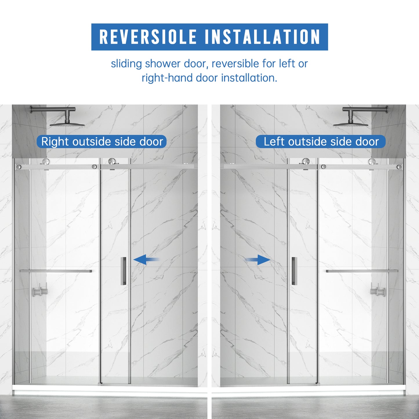 56-60" W × 72" H Frameless Sliding Shower Door,Waterproof Glass Shower Door with Upper Soft Closing System, 5/16" (8mm) Tempered Glass,Double Side Easy Clean Coat,Brushed Nickel image 12