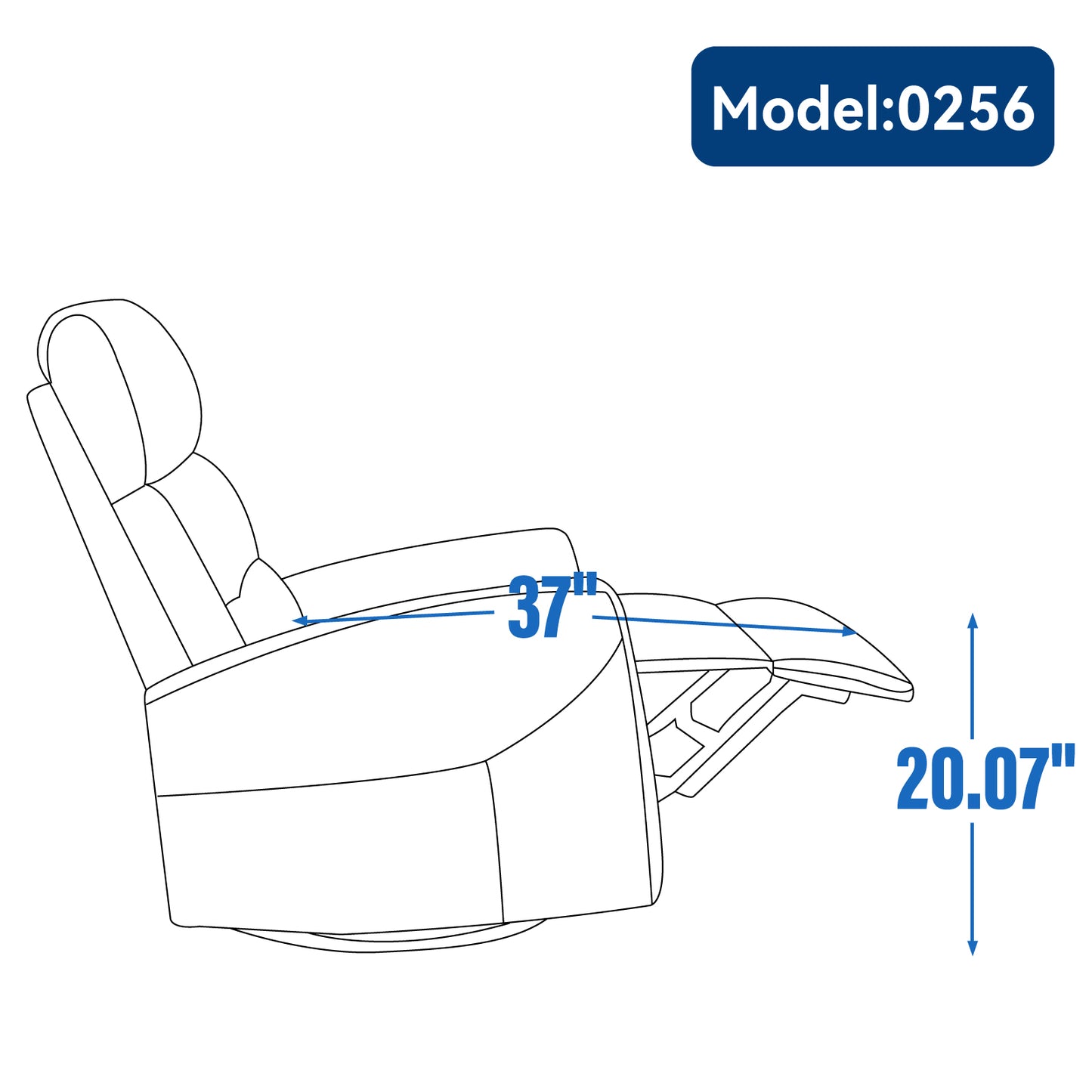 Manual Recliner Chair with Rocker and Swivel in Fabric for Living Room, Grey image 12