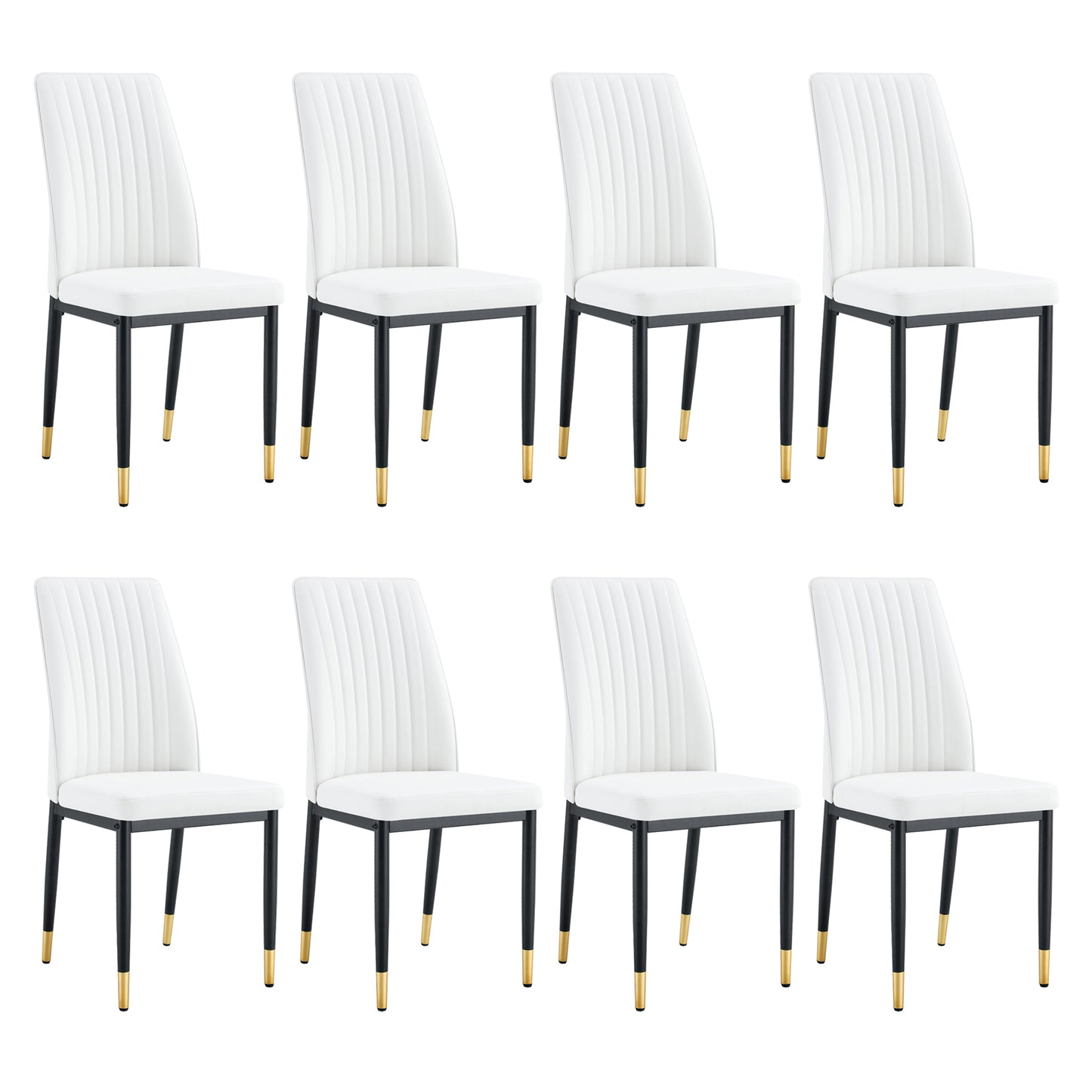 Modern Dining Chairs Set of 6, White PU Leather Upholstered Chairs with High Back and Chrome Metal Legs, Contemporary Kitchen Chairs for Dining Room or Breakfast Area White,set of 6) image 10