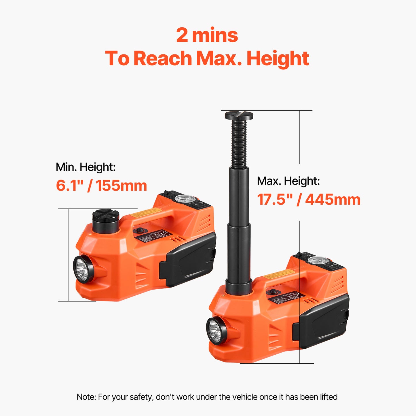 Electric Car Jack, 5 Tons /11000 lbs, Electric Scissor Jack with Built-In Inflator, 12V Adjustable Tire Change Replacement with Secure Hammer & LED Light, Portable Jack kit for Sedan, SUV, Truck image 11