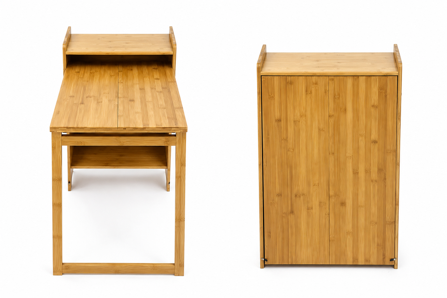 Bamboo Folding Desk, Foldable Desk for Small Space, Computer Desk with Hidden Storage, Mid Century Foldable Table for Home Office and Bedroom (NATURAL WOOD) image 12