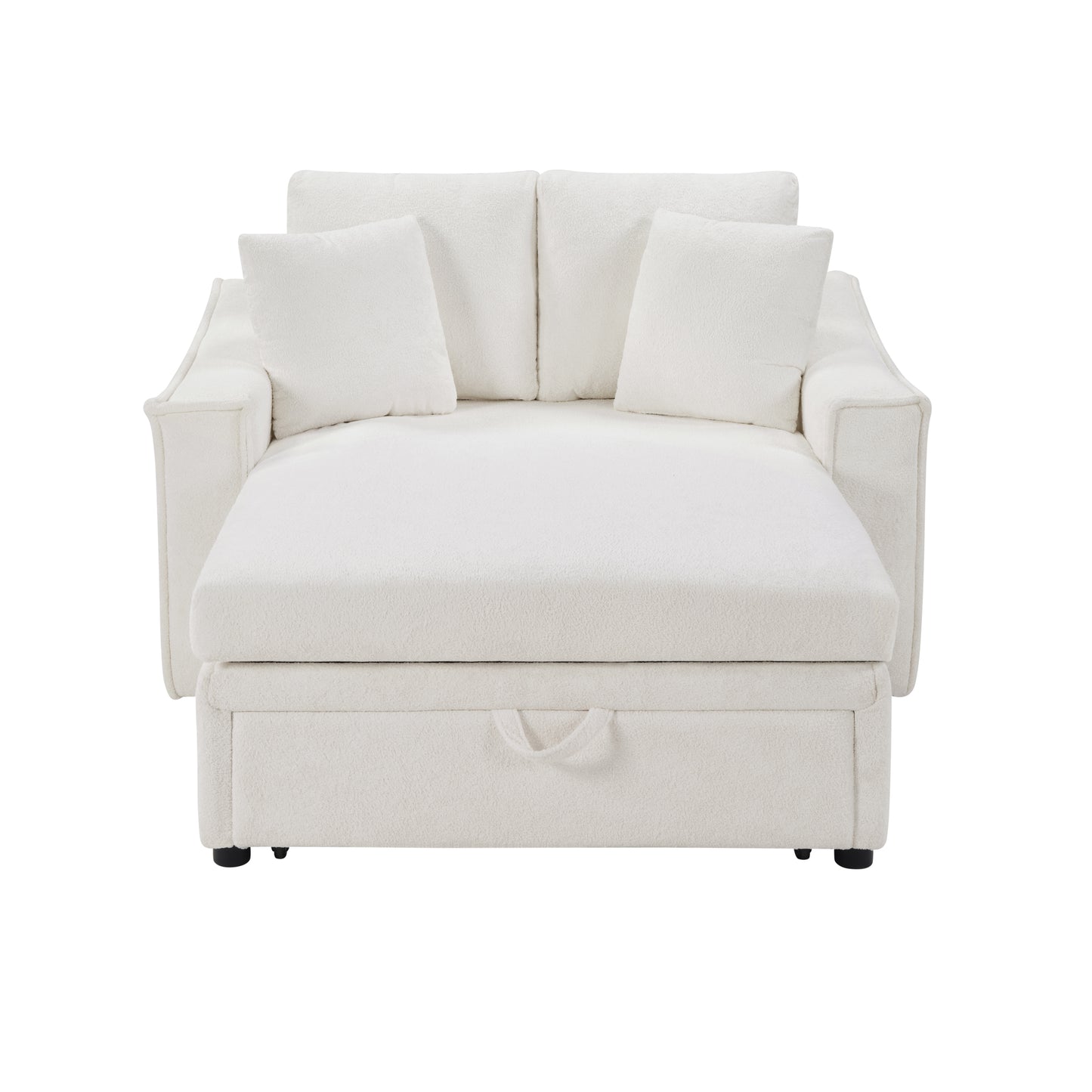 Modern Chaise Sofa 53.5" Sofa Couch Sofa Bed Sleeper Sofa with Pillows and Hidden Storage Space for Living Room, Bedroom, Beige image 12