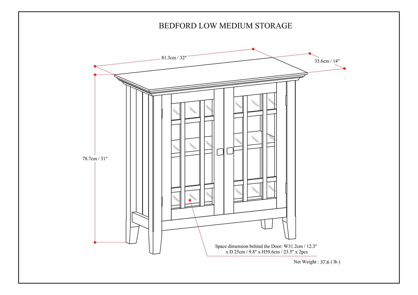 Bedford - Low Storage Media Cabinet - Light Golden Brown image 6