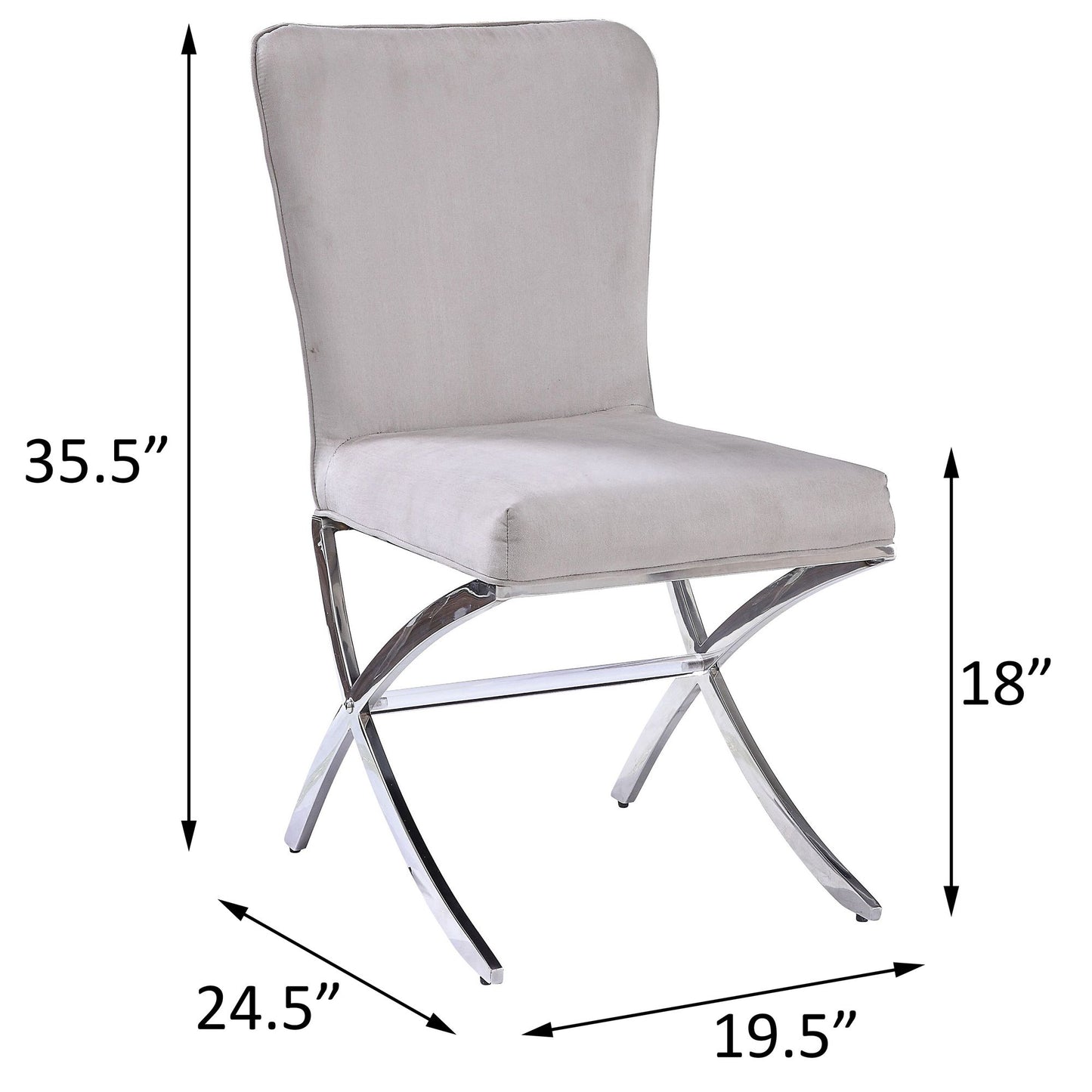 Beige and Chrome Side Chairs with Metal X Shape Legs (Set of 2) image 6