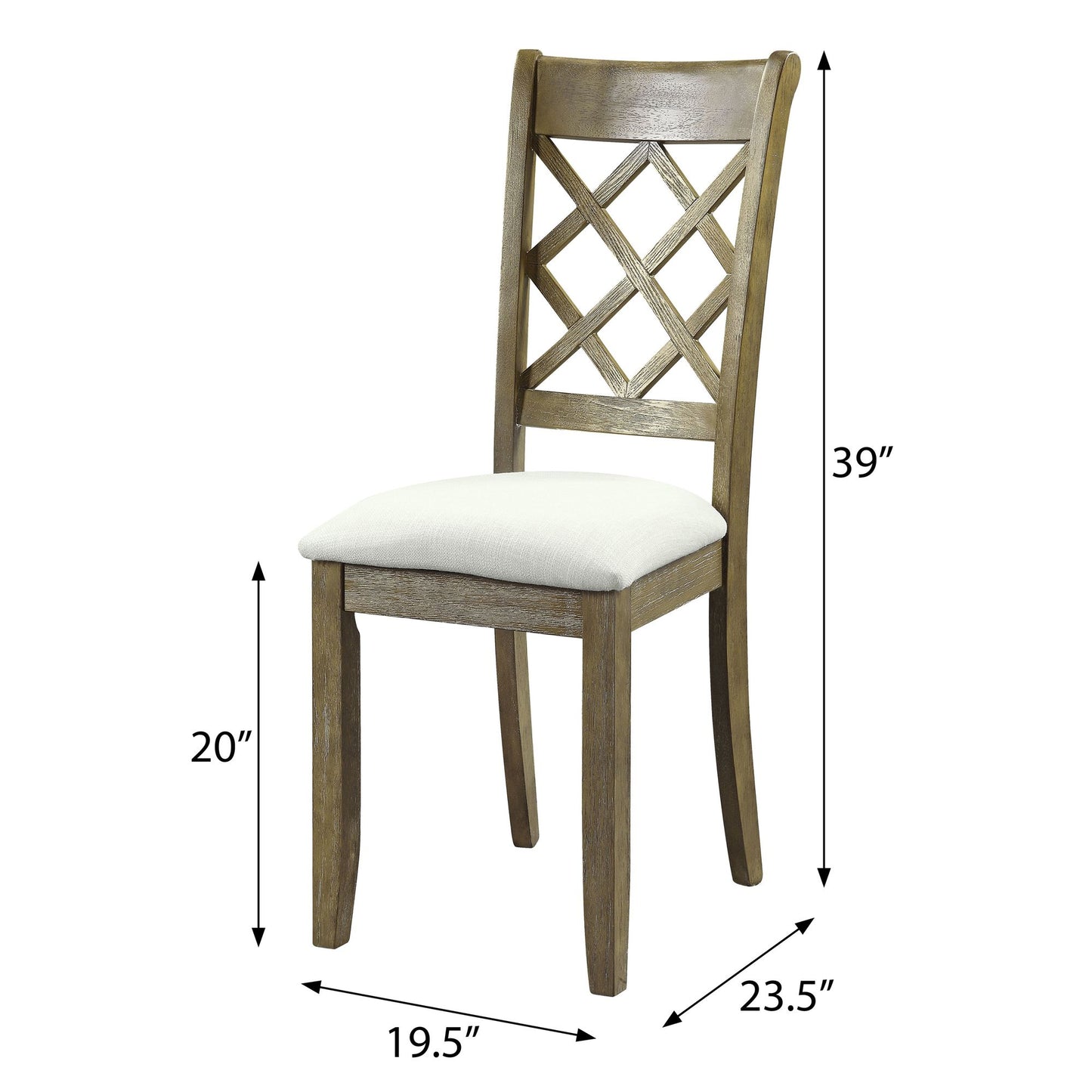 Beige and Rustic Oak Lattice Back Side Chairs (Set of 2) image 6