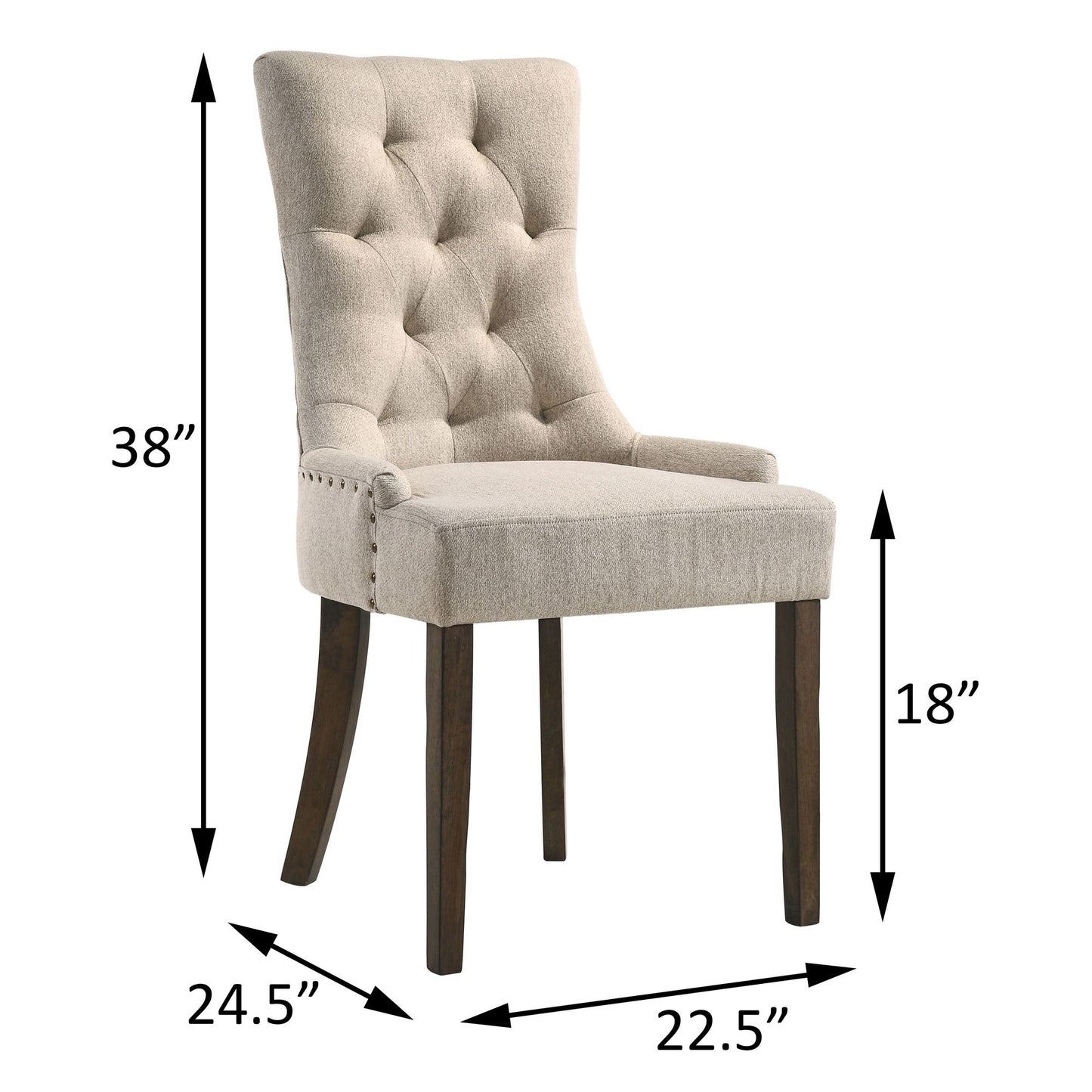 Beige and Weathered Oak Tufted Back Parson Chairs (Set of 2) image 7