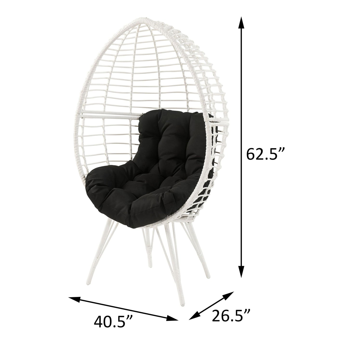Black and White Patio Chair with Removable Cushion image 7