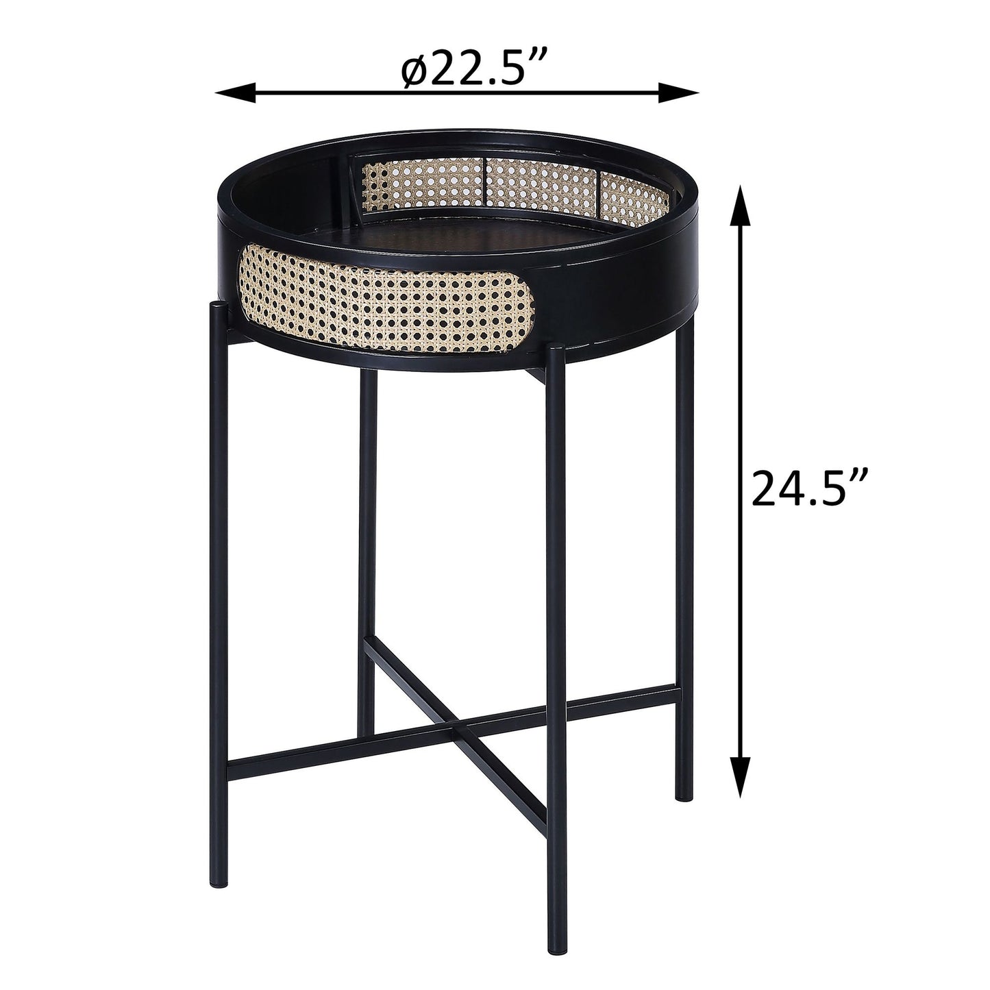 Black End Table with Tray Top image 5