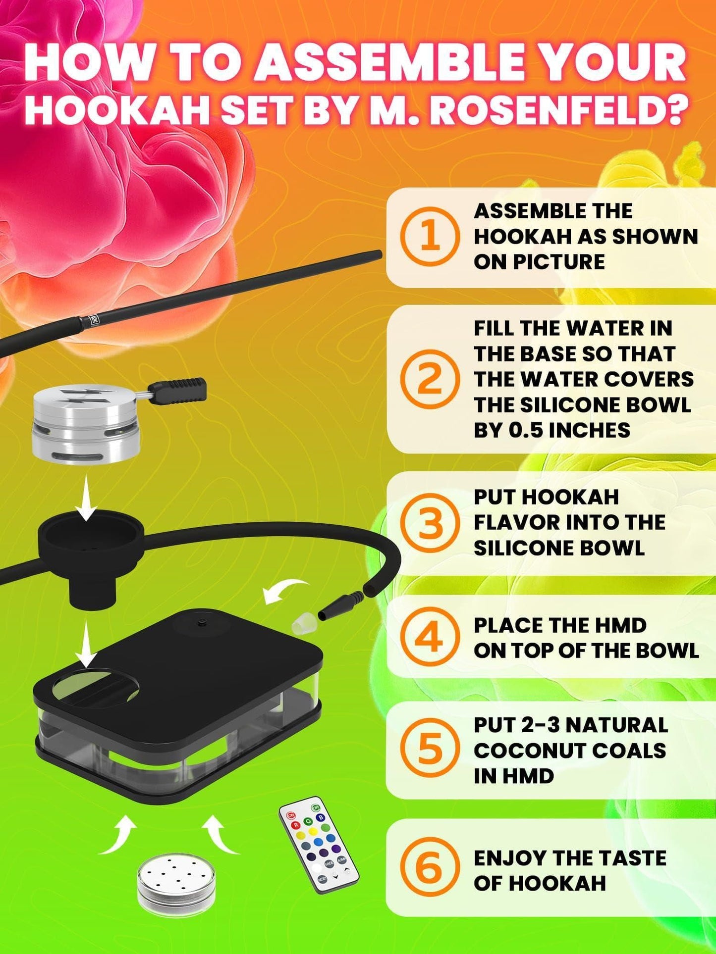 Black Hookah Set Portable Set With Everything And Bag For Travel Flat Hookah Box Hookah Set With Charcoal Holder & Coal image 7