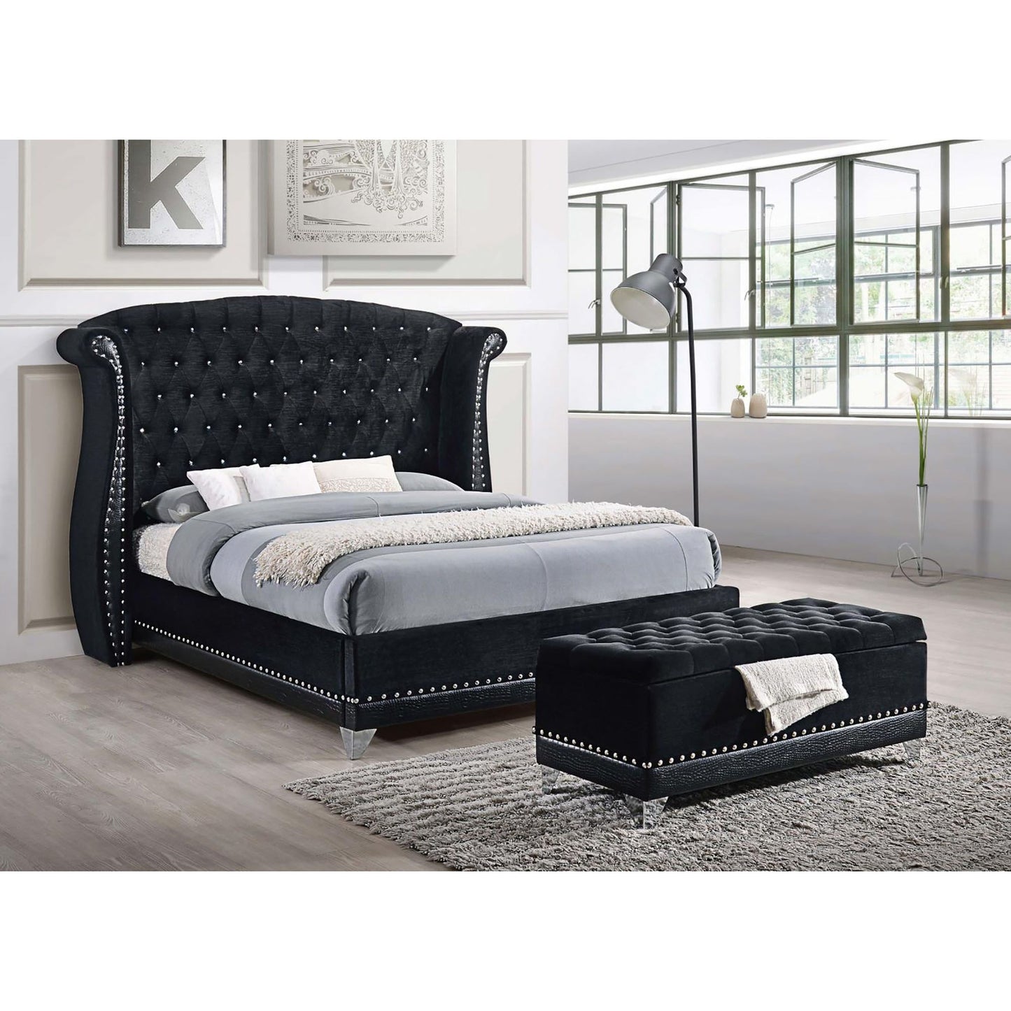 Black Tufted Trunk with Nailhead Trim image 5