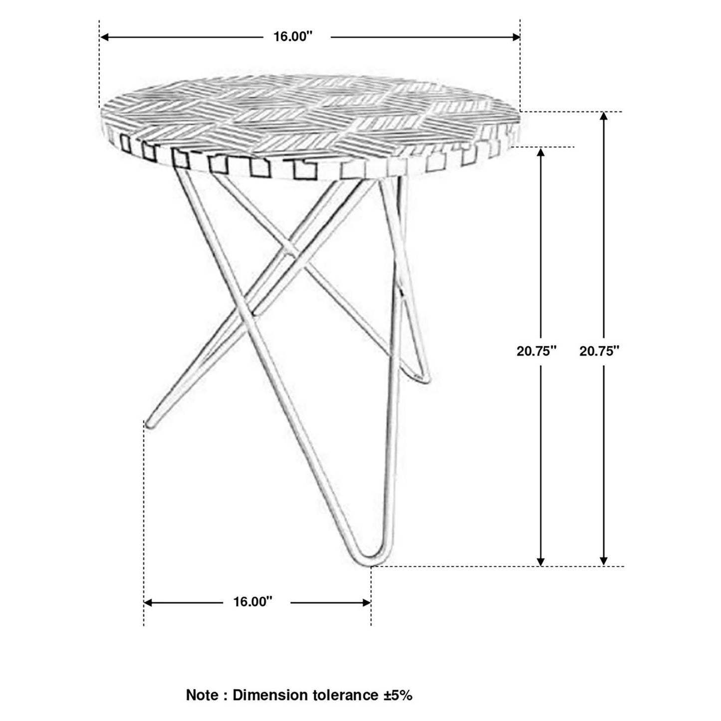 Black White and Gold Top Accent Table image 5