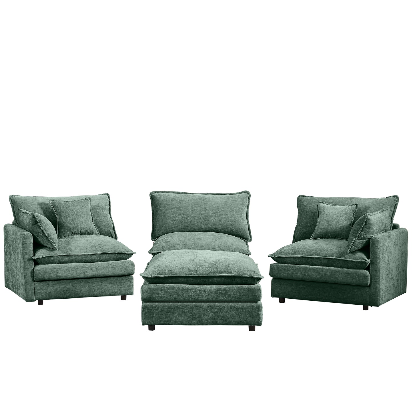 Modular Sectional Sofa, 102 Inch L Shaped Couch Set for Living Room, 3-Seater Comfy Cloud Couches with Movable Ottoman, DIY Combination, Chenille, Mint Green image 12