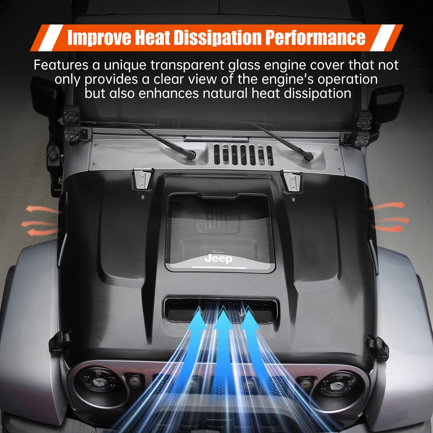 Replacement Hood Vented Heat Dispersion for 2007-2017 Jeep Wrangler JK JKU Hood Upgrade image 12