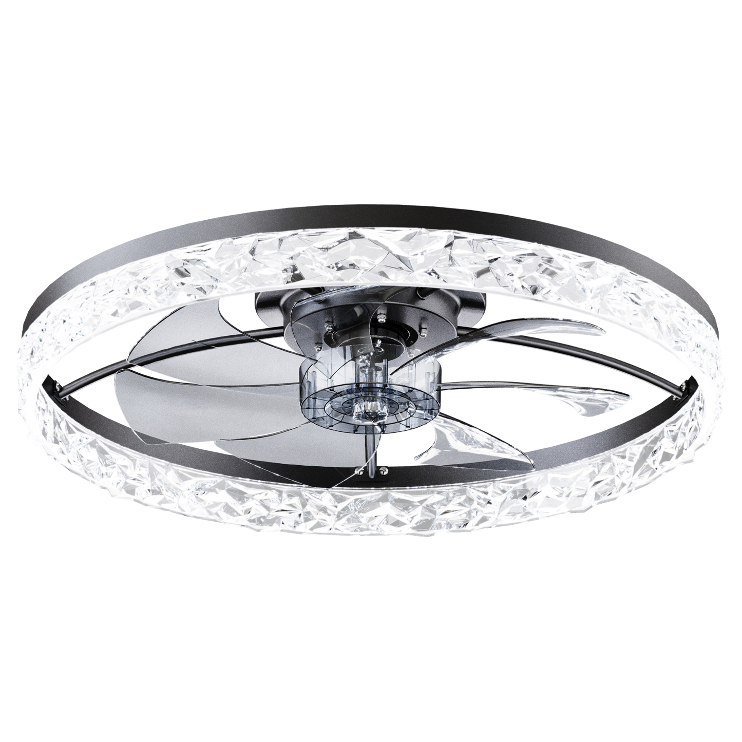 23.6" Ceiling Fans with Lights Remote and APP Control, Dimmable 3-Color and 6-Speed quiet DC Motor, BLACK Ceiling Fan for Bedroom Living Room image 9