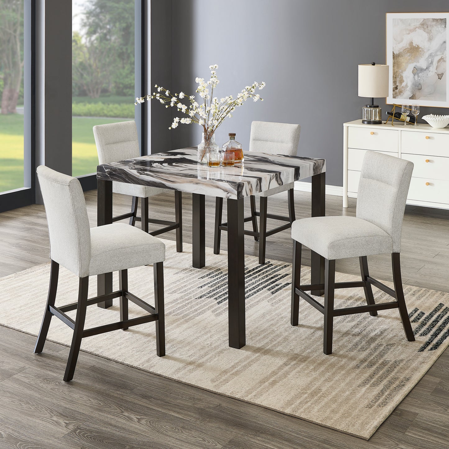 Cavira Modern Upholstered Counter Height Stools, Set of 2, Gray image 7