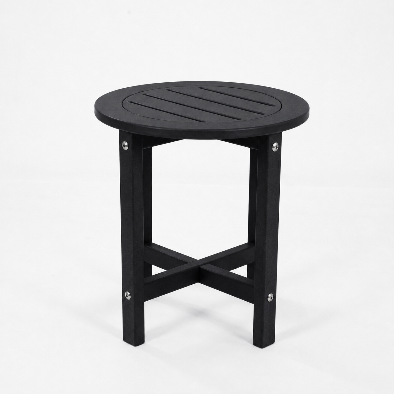 Black HDPE Outdoor Side Table, 15.94 in. L x 15.94 in. W x 17.71 in. H, Small All-Weather Patio End Table image 12