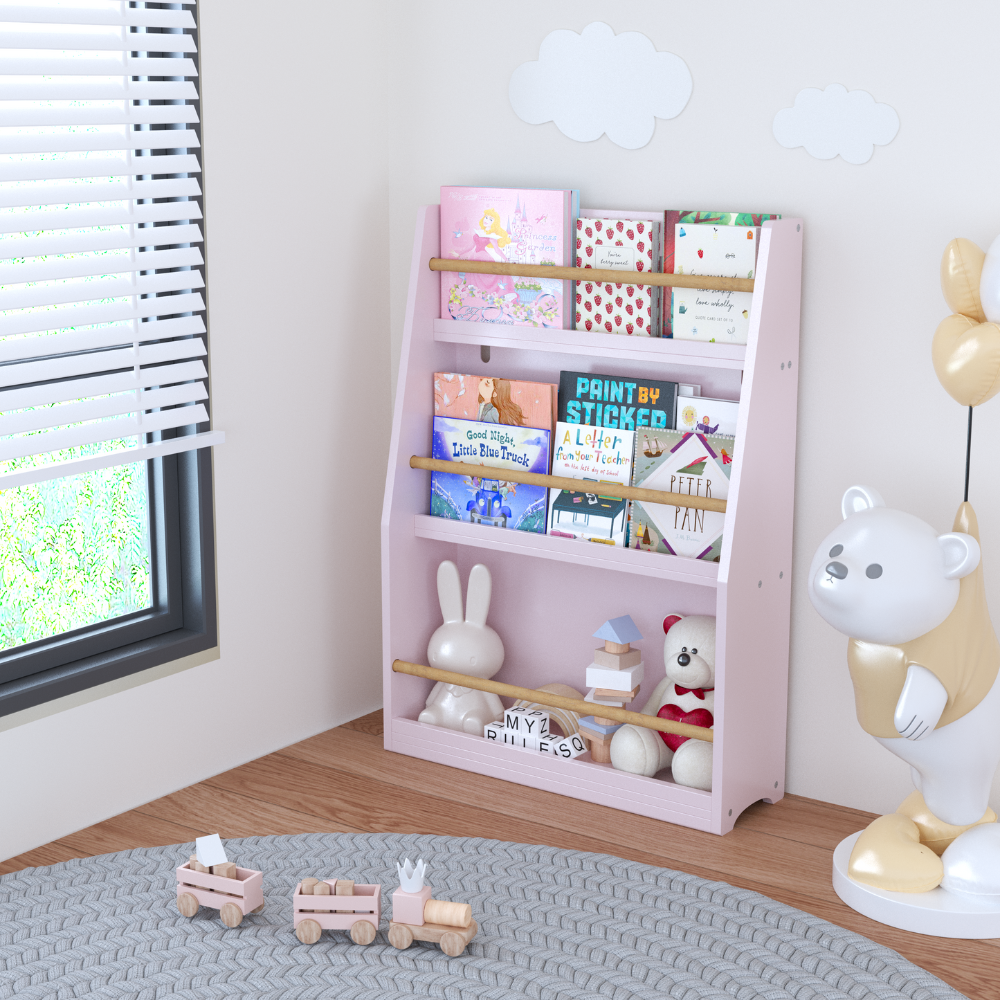 3 Tier Kids Book Shelf,Kids Book Rack, Helps Keep Bedrooms, Playrooms, and Classrooms Organized,Pink image 12