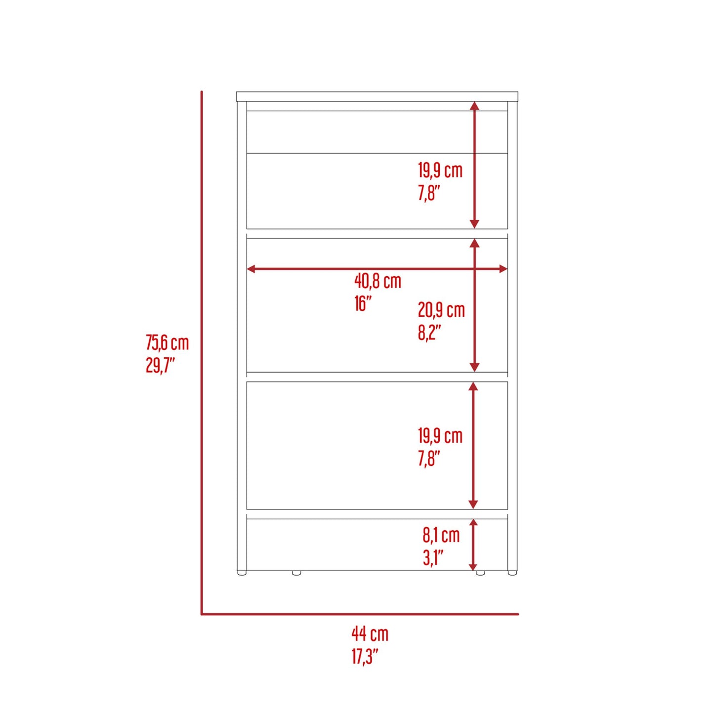 Cabinet 29.7H", Four Shelves, Vertical, Light Oak / White image 10