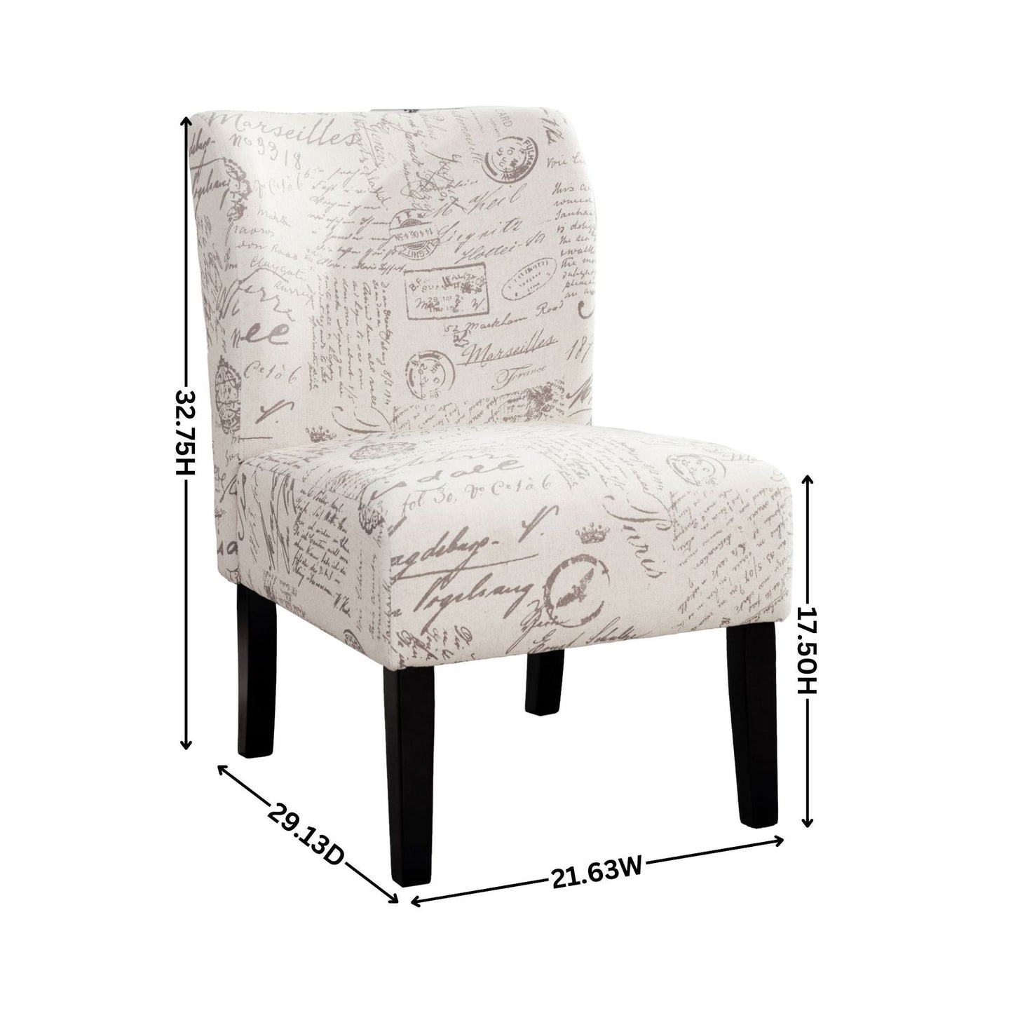 Capa Print Fabric Armless Contemporary Accent Chair, Blue Leaves image 11