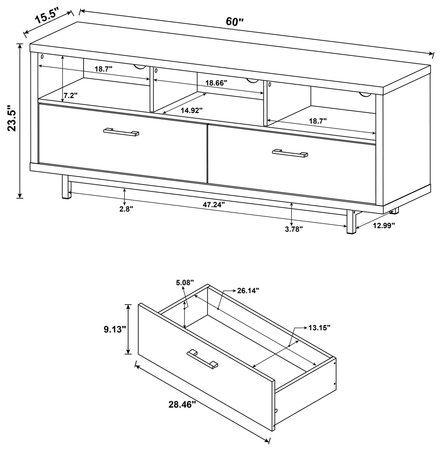 Cappuccino 60-inch Drawer Storage TV Console image 6