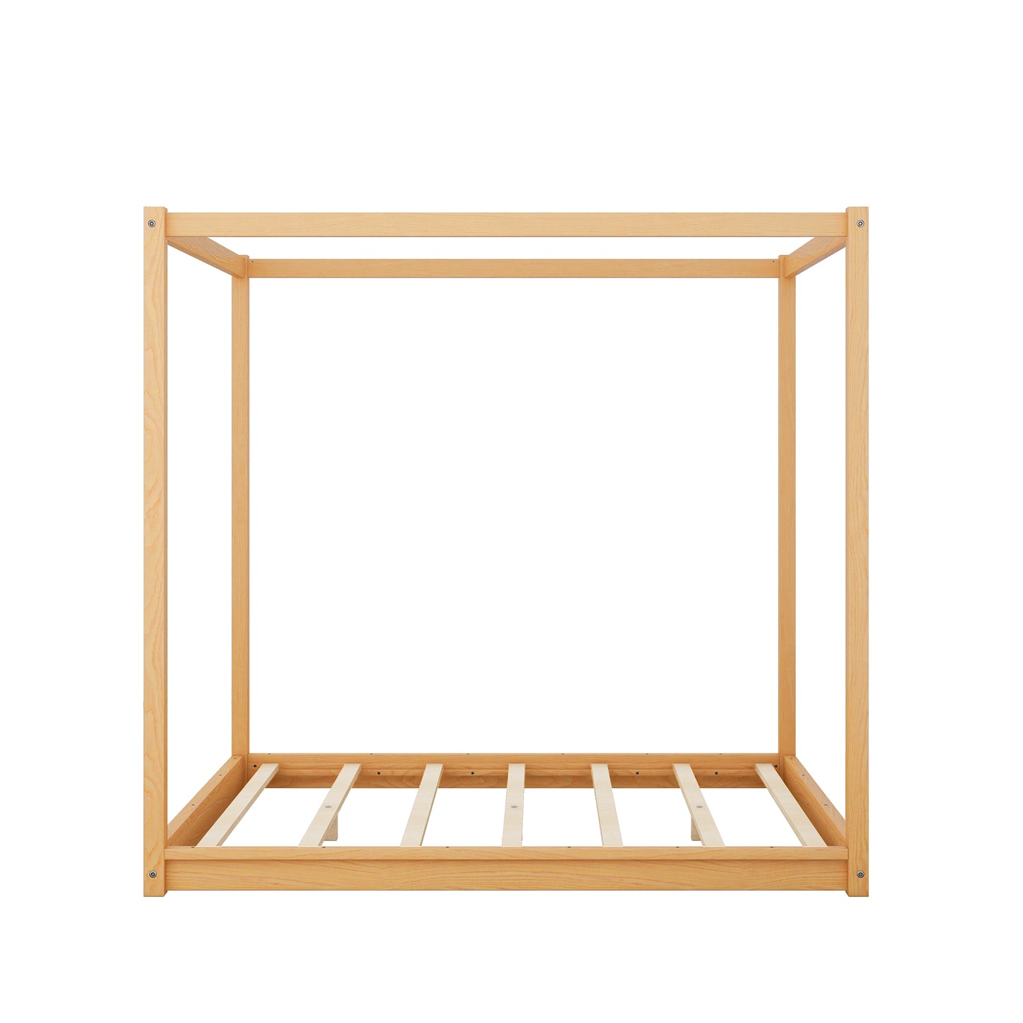 Queen Size Canopy Platform Bed with Support Legs,Natural image 12