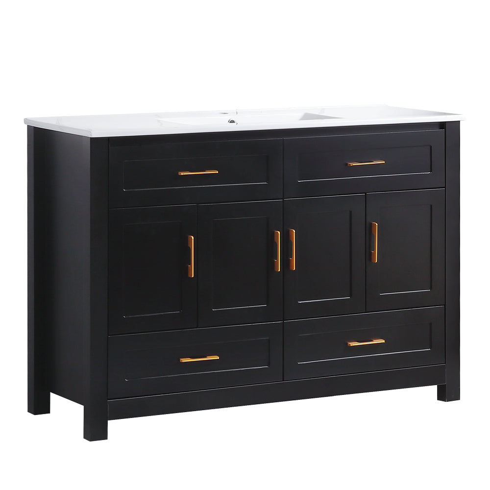 48" Black Bathroom Vanity.Abundant Storage Cabinet -4 Soft close doors and 4 drawers (excluding the ceramic basin) image 10