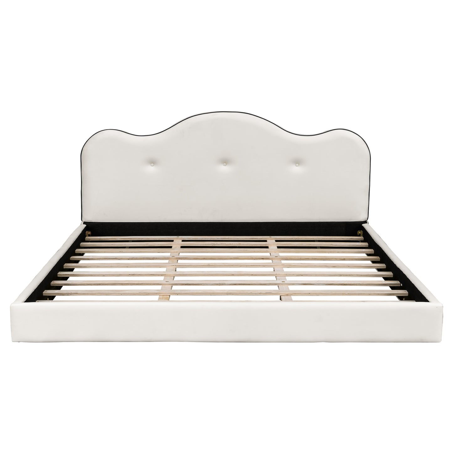 King Size Upholstered Platform Bed, Beige image 12