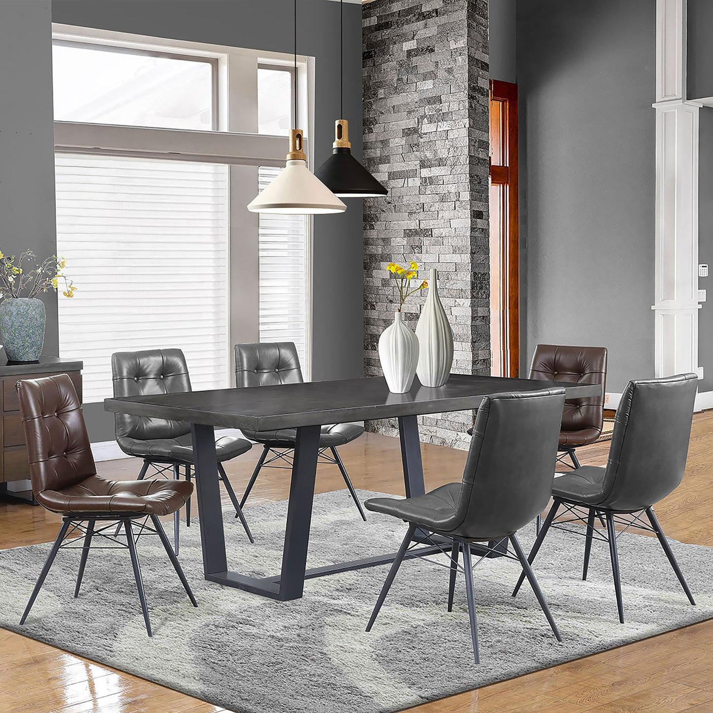 Charcoal and Gunmetal Tufted Back Dining Chairs (Set of 4) image 11