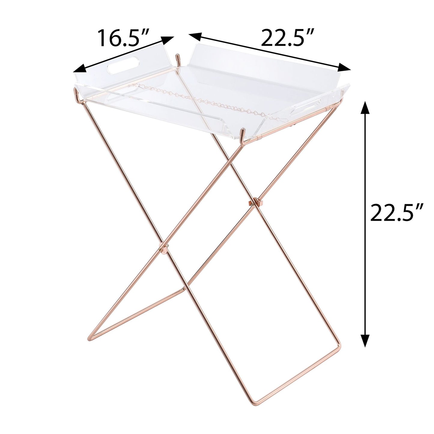 Clear and Copper Tray Table with Removable Tray image 5