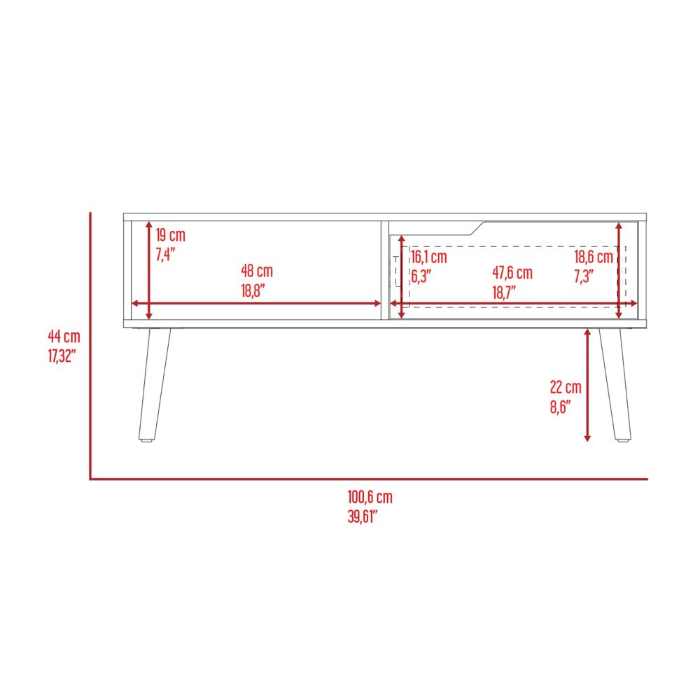 Coffee Table, One Open Shelf, One Drawer, Dark Walnut image 8