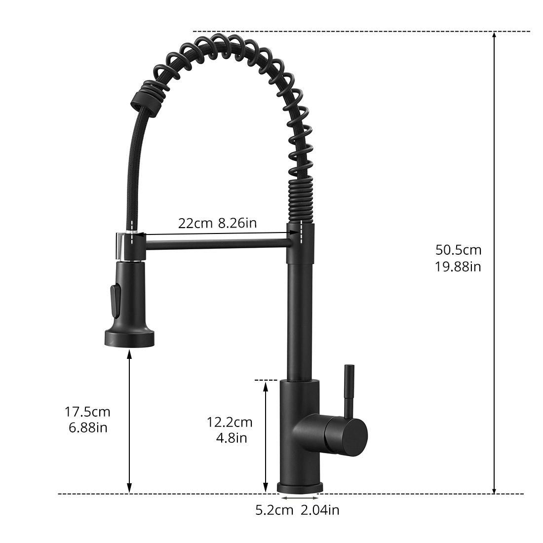 Commercial Black Kitchen Faucet with Pull Out Sprayer, Single Handle Single Lever Kitchen Sink Faucet image 8
